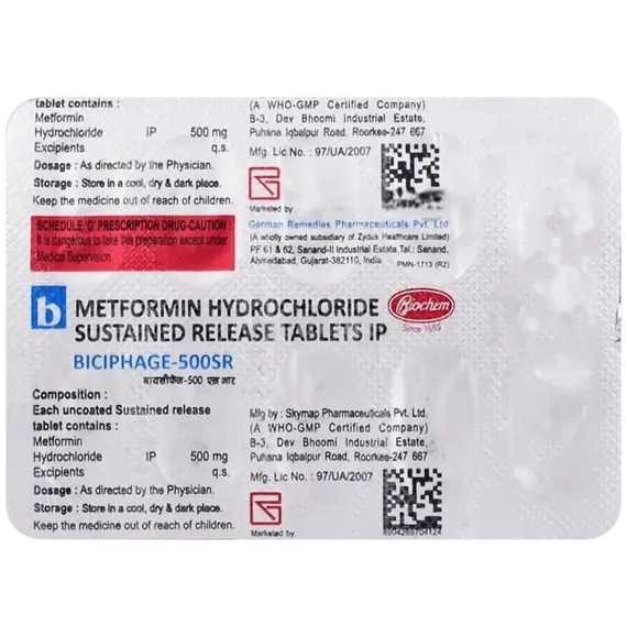 biciphage 500 sr tablet 10's